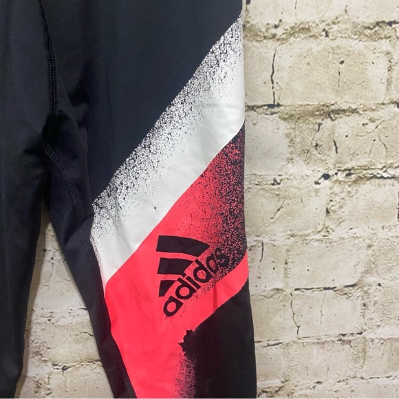 Adidas Black Pink Striped Leggings - Picture 2 of 4